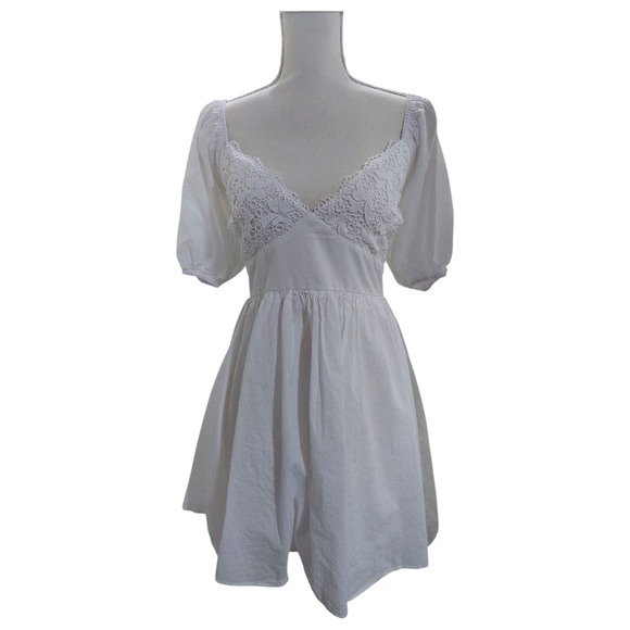 Princess Polly‎ Krysten White Puff Sleeve Mini Dress Sz 12 - Picture 3 of 12